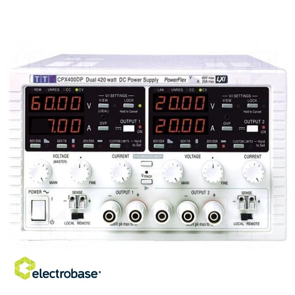 Power supply: programmable laboratory | Ch: 2 | 0÷60VDC | 0÷20A | CPX