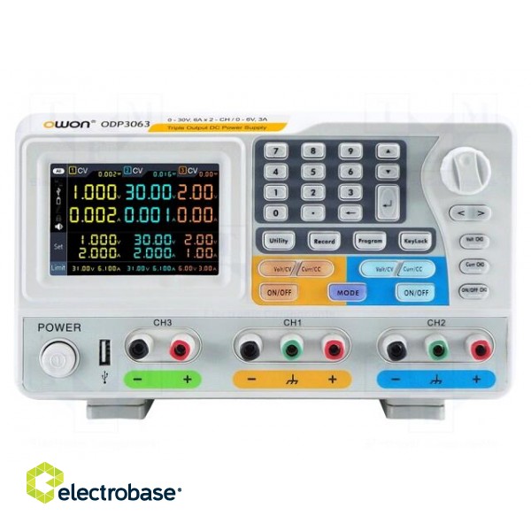 Power supply: programmable laboratory | Ch: 3 | 0÷30VDC | 0÷6A | 0÷6A paveikslėlis 1