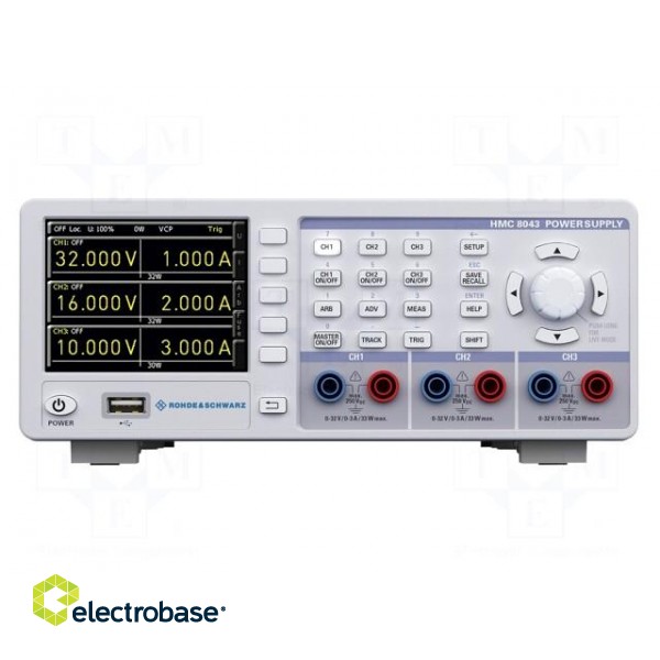 Power supply: programmable laboratory | Ch: 3 | 0÷32VDC | 0÷3A | 0÷3A
