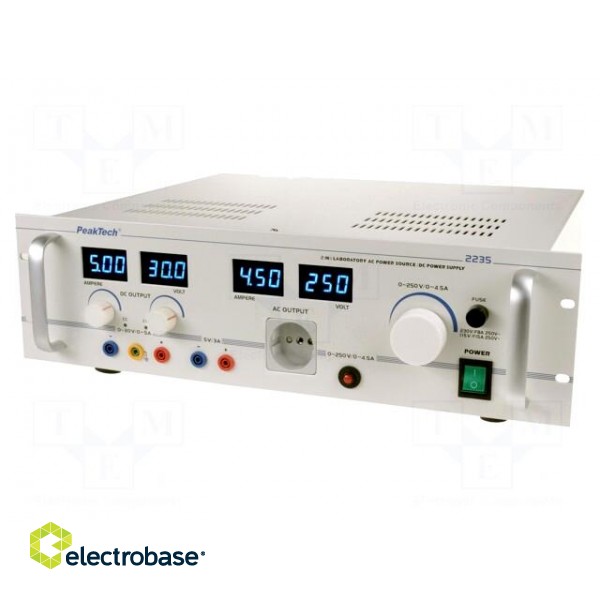 Power supply: programmable laboratory | Ch: 3 | Uout: 250VAC | 4.5A