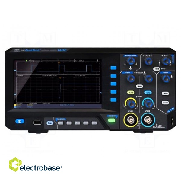 Oscilloscope: digital | DSO | Ch: 2 | 20MHz | 250Msps | 10kpts | automatic