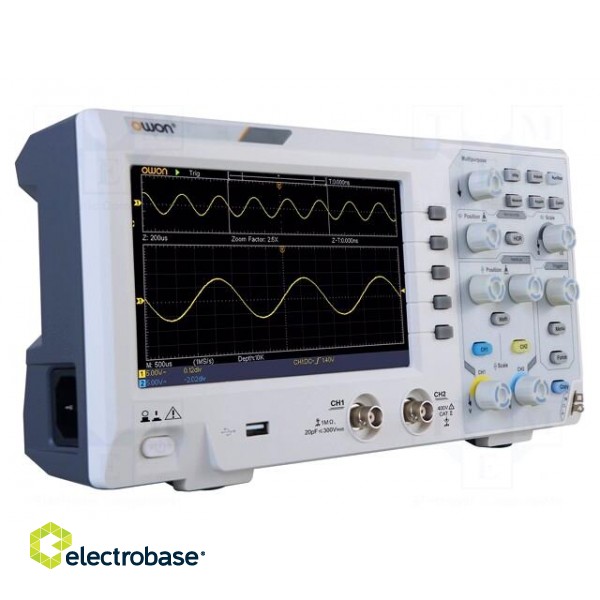 Oscilloscope: digital | Ch: 2 | 100MHz | 1Gsps | 10kpts | LCD 7" | SDS