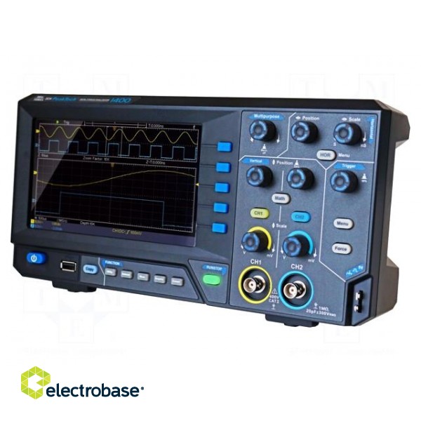 Oscilloscope: digital | DSO | Ch: 2 | 5MHz | 100Msps | 10kpts | LCD TFT 7" paveikslėlis 3
