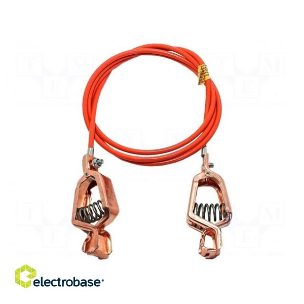 Ground/earth cable | both sides,aligator clip | Len: 3m | orange