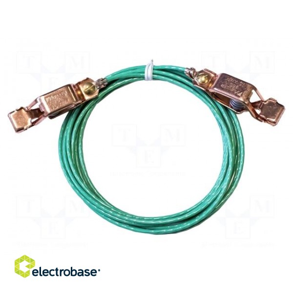 Ground/earth cable | both sides,aligator clip | Len: 3m | green