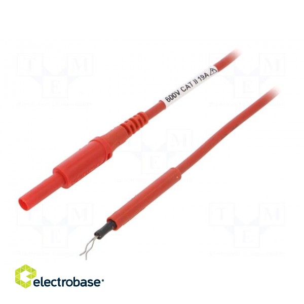 Test lead | 19A | 4mm banana plug-probe tip | Len: 0.5m | red