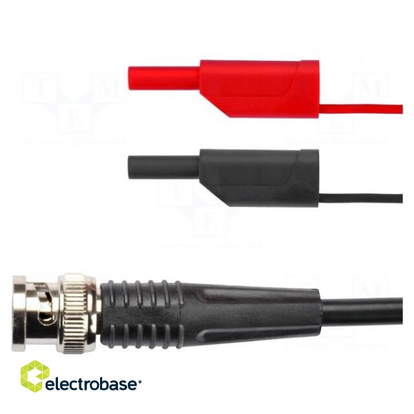 Test lead | BNC plug,banana plug 2mm x2 | Len: 0.5m | red and black