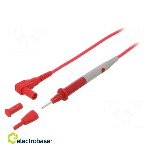Test lead | 60VDC | probe tip x2,angular banana plug 4mm x2 | red
