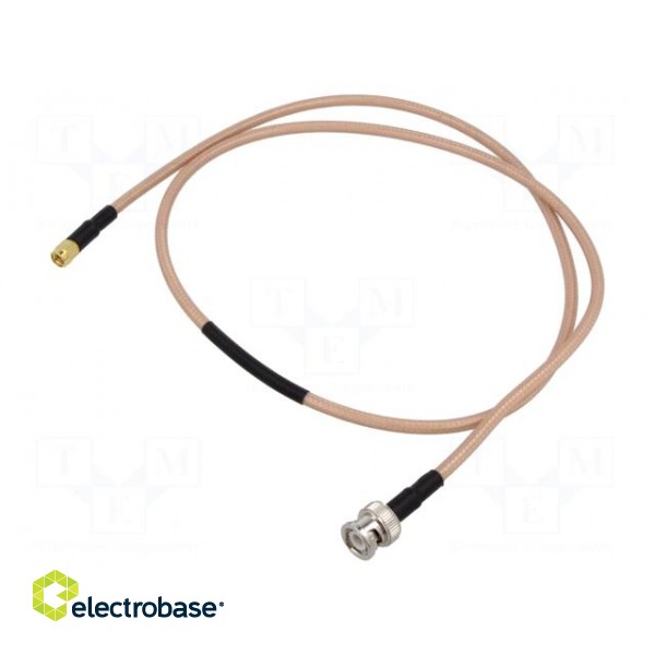 Test lead | BNC plug,SMA male | Len: 1m | brown-beige | Z: 50Ω image 1