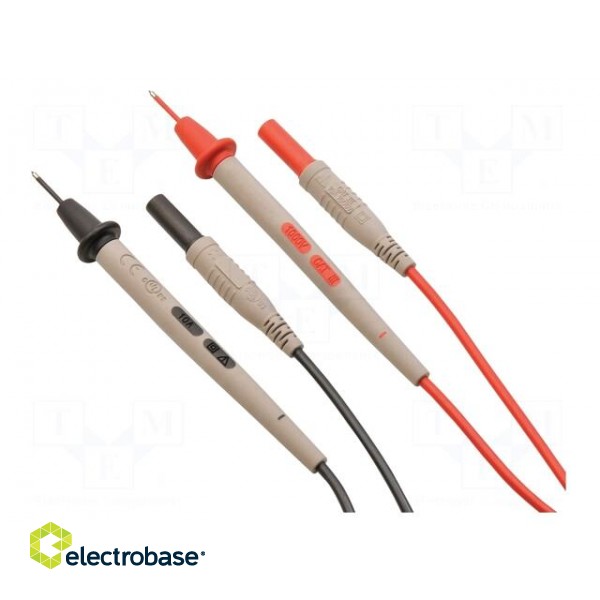 Set of test leads | Inom: 10A | Len: 1m | 2x test lead | red and black