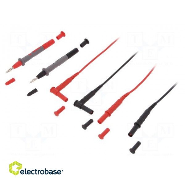 Set of test leads | Inom: 15A | Len: 1.5m | red and black