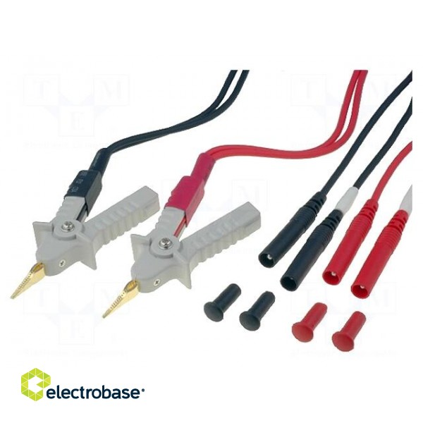 Set of test leads | four-wire Kelvin clips | red and black