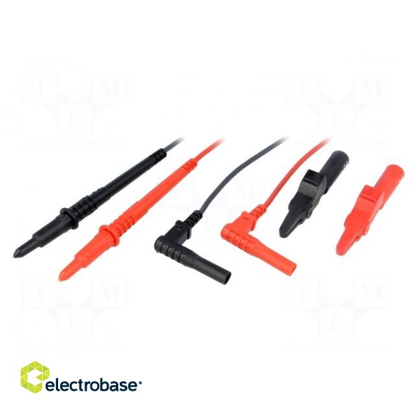 Test leads | 10A | Wire insul.mat: silicone | 1.11m | red and black