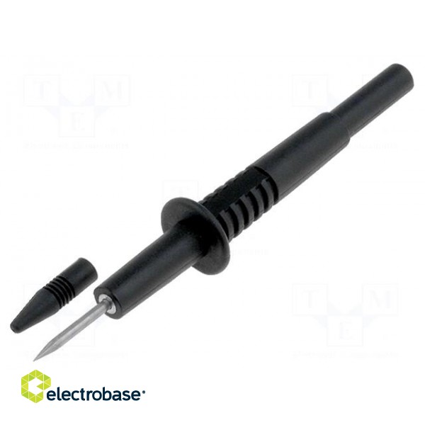 Test probe | 10A | black | Tip diameter: 2mm | Socket size: 4mm