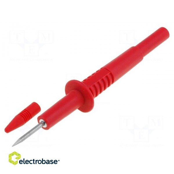 Test probe | 10A | red | Tip diameter: 2mm | Socket size: 4mm