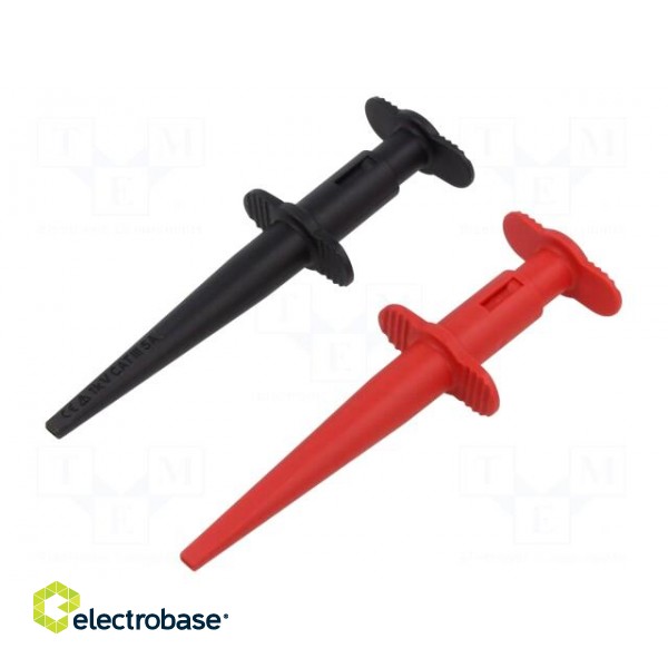Clip-on probe | hook type | 5A | black,red | 4mm | L: 126mm | 2pcs. image 1