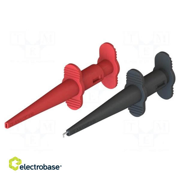 Clip-on probe | hook type | 5A | black,red | 4mm | L: 126mm | 2pcs. image 2