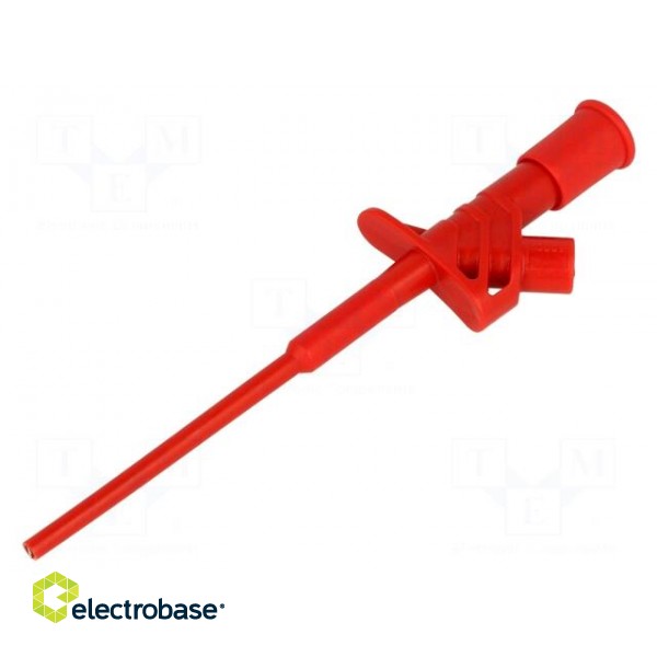 Clip-on probe | pincers type | 10A | red | Grip capac: max.4mm | 4mm фото 1
