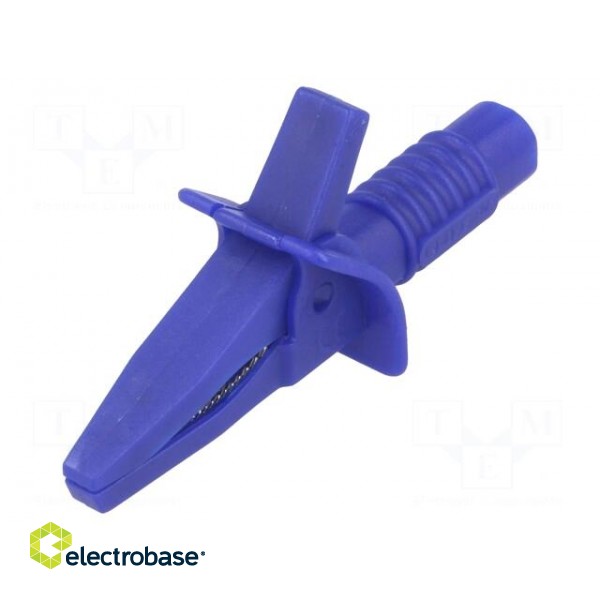 Crocodile clip | 10A | blue | max.25mm | Connection: 4mm socket image 1