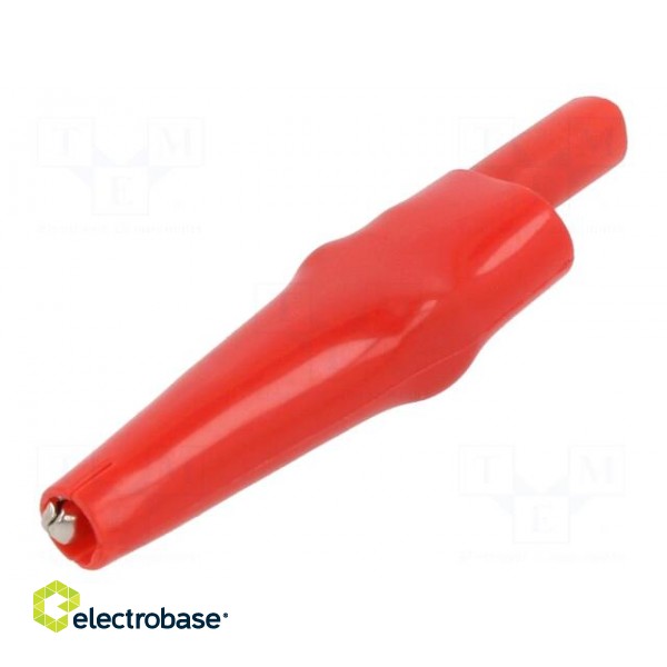 Crocodile clip | 10A | red | Grip capac: max.7.9mm | Socket size: 4mm image 1