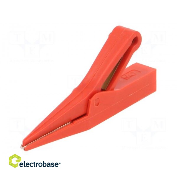 Crocodile clip | 10A | red | Grip capac: max.9.5mm | Socket size: 4mm image 1
