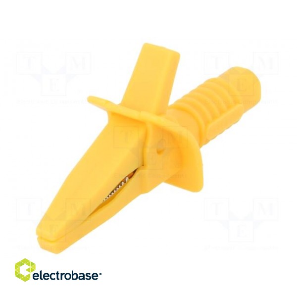 Crocodile clip | 10A | yellow | max.25mm | Connection: 4mm socket фото 1