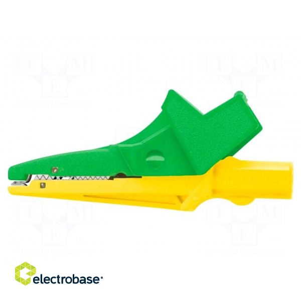 Crocodile clip | 12A | 600VDC | yellow-green | Grip capac: max.20mm