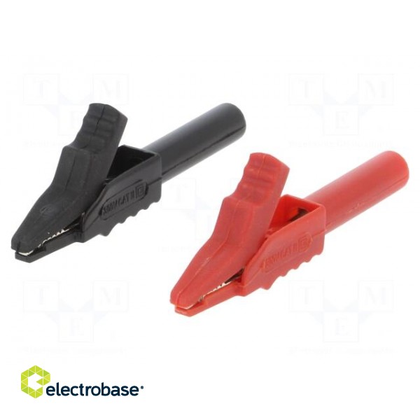 Crocodile clip | 15A | black,red | max.12mm | 300V фото 1