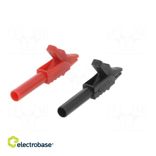 Crocodile clip | 15A | black,red | max.12mm | 300V фото 6