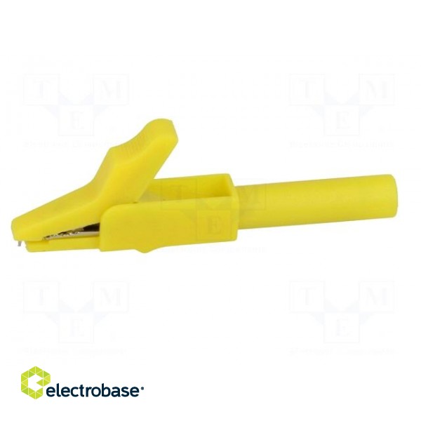 Crocodile clip | 15A | yellow | Grip capac: max.12mm | Contacts: brass image 3
