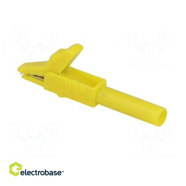 Crocodile clip | 15A | yellow | Grip capac: max.12mm | Contacts: brass фото 4