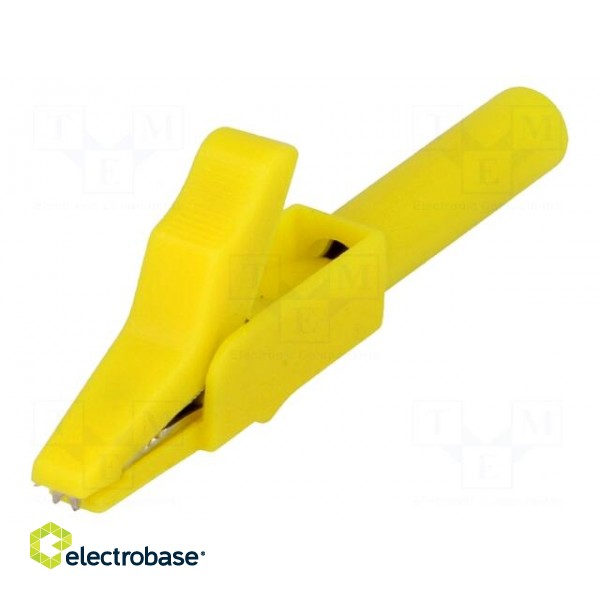 Crocodile clip | 15A | yellow | Grip capac: max.12mm | Contacts: brass paveikslėlis 1