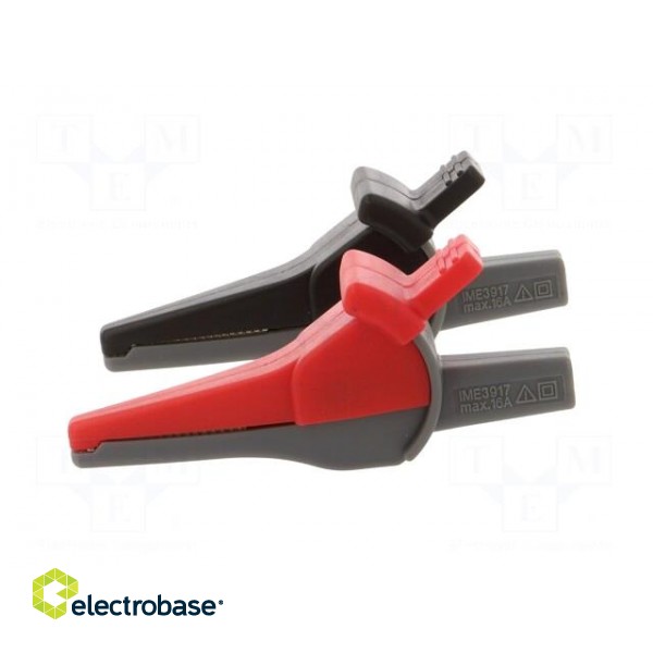 Crocodile clip | 16A | red and black | Socket size: 4mm | L: 94mm paveikslėlis 3