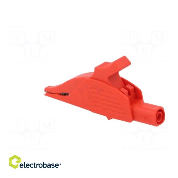 Crocodile clip | 19A | red | Grip capac: max.39.5mm | Socket size: 4mm paveikslėlis 4