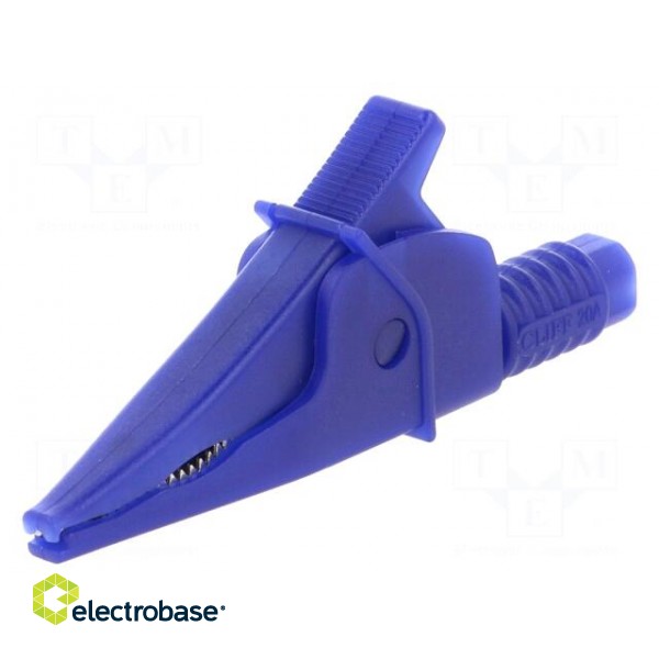Crocodile clip | 20A | blue | max.39mm | 1kV | Connection: 4mm socket image 1