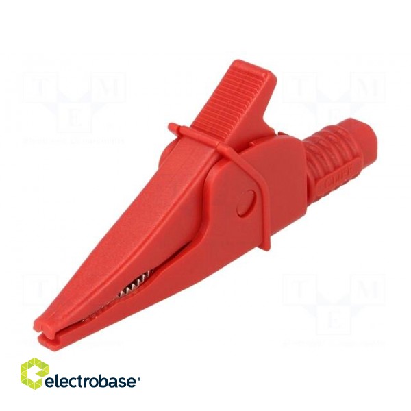 Crocodile clip | 20A | red | max.39mm | 1kV | Connection: 4mm socket image 1