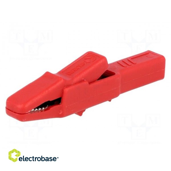 Crocodile clip | 25A | red | Grip capac: max.9.5mm | Socket size: 4mm фото 1
