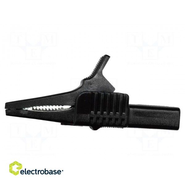 Crocodile clip | 30A | black | Grip capac: max.19mm | Socket size: 4mm