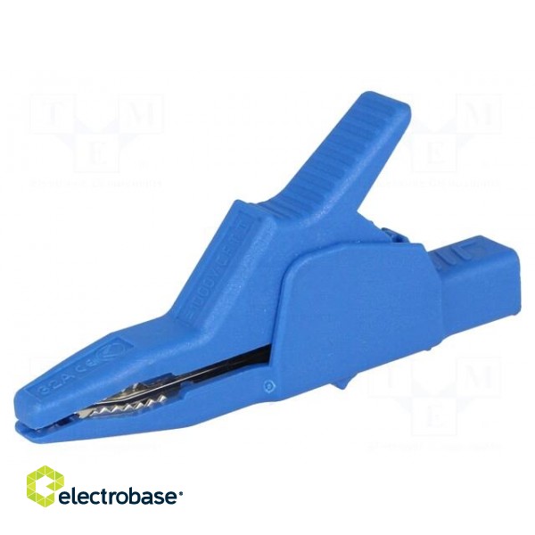 Crocodile clip | 34A | blue | Grip capac: max.30mm | Socket size: 4mm фото 1