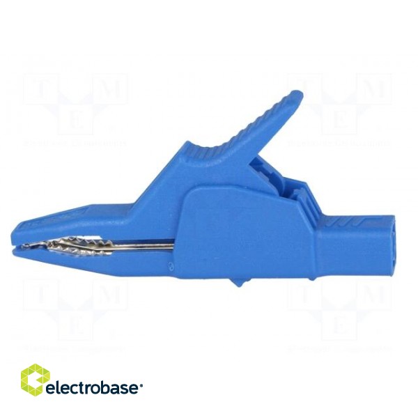 Crocodile clip | 34A | blue | Grip capac: max.30mm | Socket size: 4mm фото 3