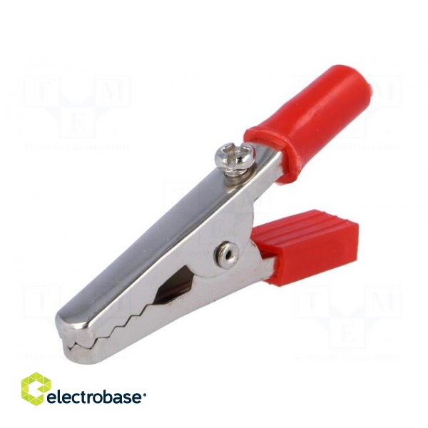 Crocodile clip | 60VDC | red | Grip capac: max.15mm | Socket size: 4mm image 1