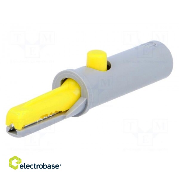 Crocodile clip | 6A | 60VDC | yellow | Grip capac: max.7.5mm paveikslėlis 1