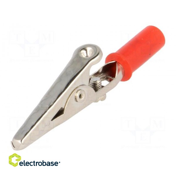 Crocodile clip | red | Grip capac: max.14mm | Socket size: 4mm image 1