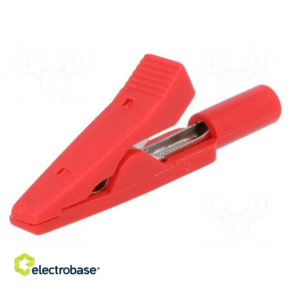 Crocodile clip | 10A | 60VDC | red | Overall len: 41.5mm image 1