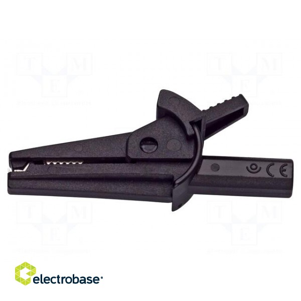 Crocodile clip | 10A | 600V | Grip capac: max.9mm | black