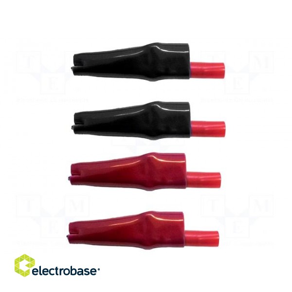 Crocodile clip | 10A | black,red | plug | nickel plated | 4mm | 4set