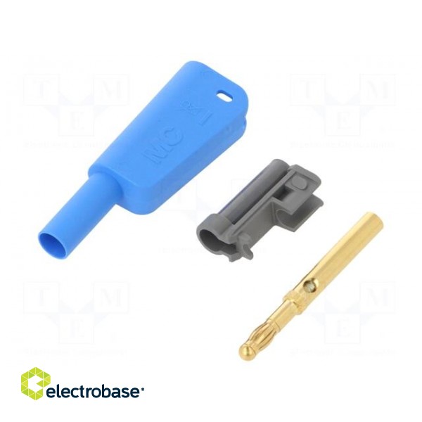 4mm banana | 19A | 1kV | blue | insulated,with 4mm axial socket | 1mm2 image 1