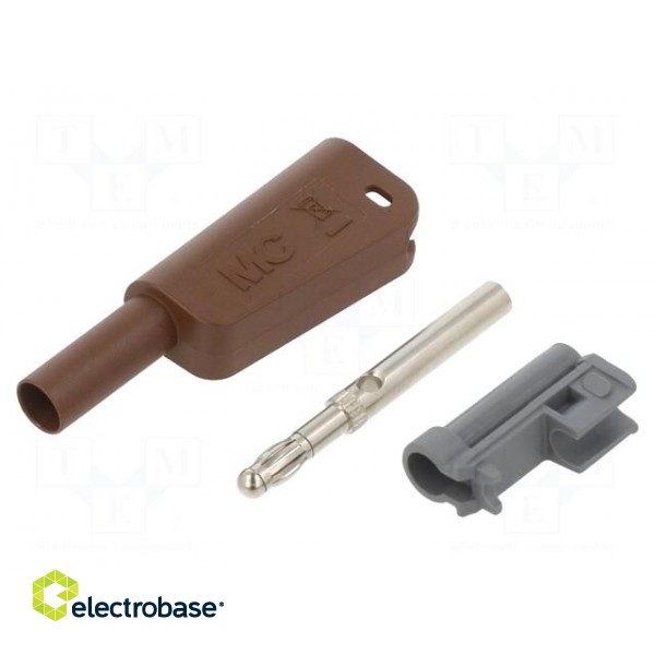 4mm banana | 19A | 1kV | brown | insulated,with 4mm axial socket image 1