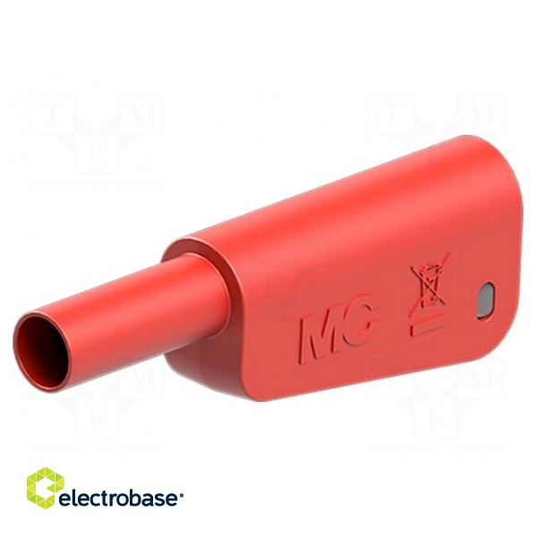 4mm banana | 19A | 1kV | red | insulated,with 4mm axial socket | 1mm2 paveikslėlis 2