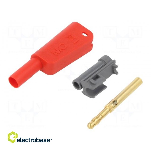 4mm banana | 19A | 1kV | red | insulated,with 4mm axial socket | 1mm2 image 1